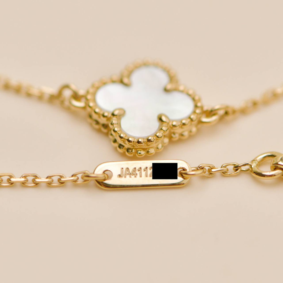 Authentic VCA Sweet Alhambra Mother of Pearl Bracelet 18K Yellow Gold