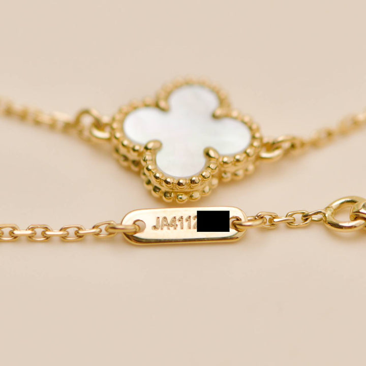 Authentic VCA Sweet Alhambra Mother of Pearl Bracelet 18K Yellow Gold