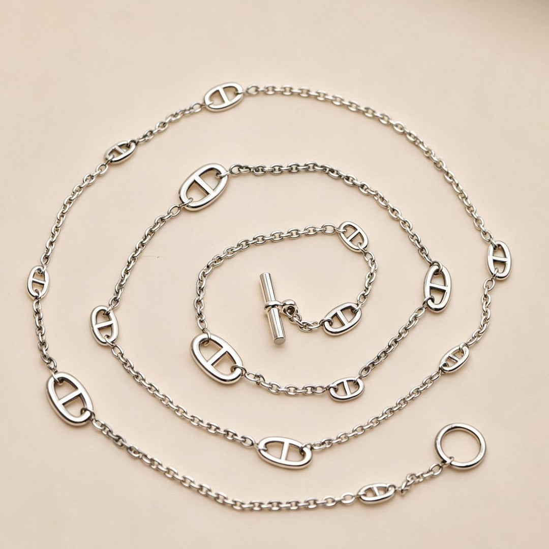 Authentic Preowned Hermès Farandole Sterling Silver Long Necklace 120cm