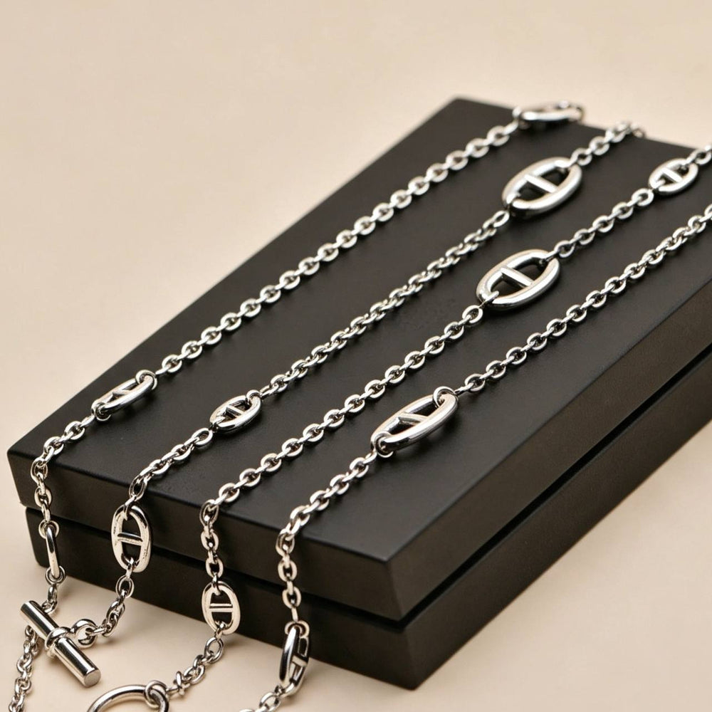 Preowned Authentic Hermès Farandole Sterling Silver Long Necklace 120cm