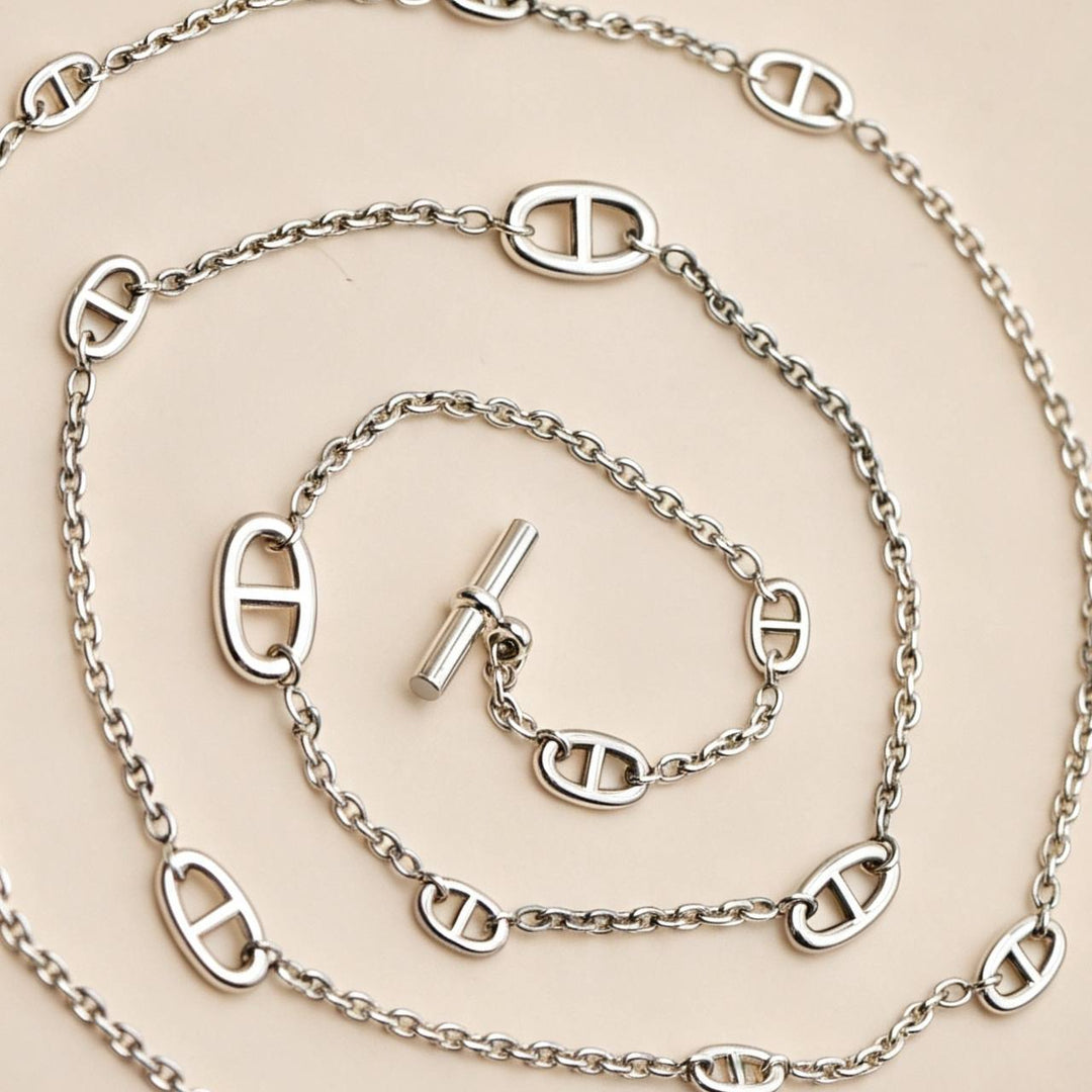 Authentic Second Hand Hermès Farandole Sterling Silver Long Necklace 120cm