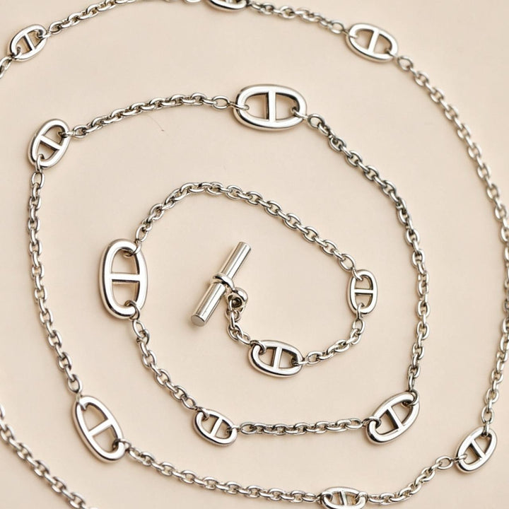 Authentic Second Hand Hermès Farandole Sterling Silver Long Necklace 120cm
