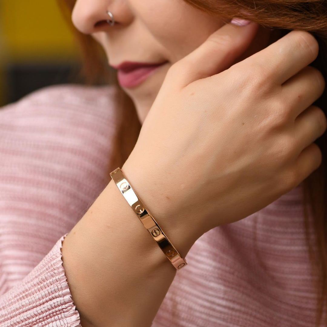 Authentic Second Hand Cartier Love Cuff Bracelet 18K Rose Gold Size 18