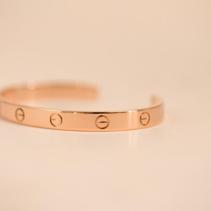 Authentic Cartier Love Cuff Bracelet 18K Rose Gold Size 18