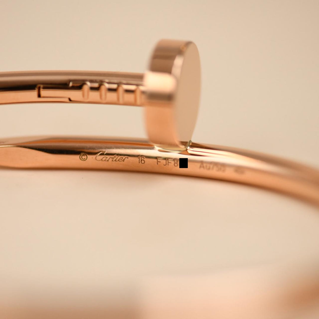 Preowned Authentic Cartier JUC Bracelet Classic Model 18K Rose Gold Size 16