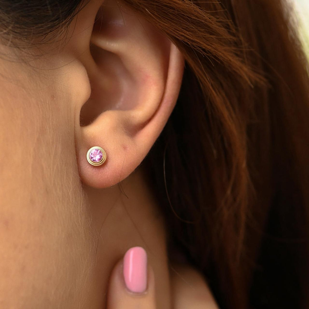 Second Hand Authentic Cartier D'Amour Pink Sapphires Stud Earrings 18K Rose Gold