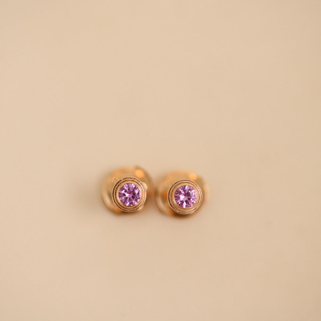 Authentic Preowned Cartier D'Amour Pink Sapphires Stud Earrings 18K Rose Gold