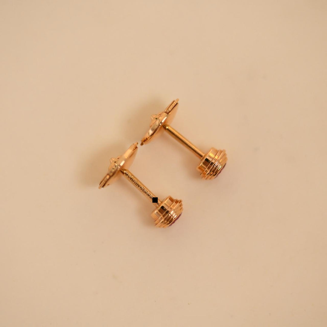 Authentic Second Hand Cartier D'Amour Pink Sapphires Stud Earrings 18K Rose Gold