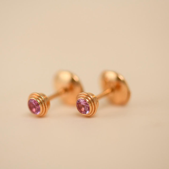 Authentic Preowned Cartier D'Amour Pink Sapphires Stud Earrings 18K Rose Gold