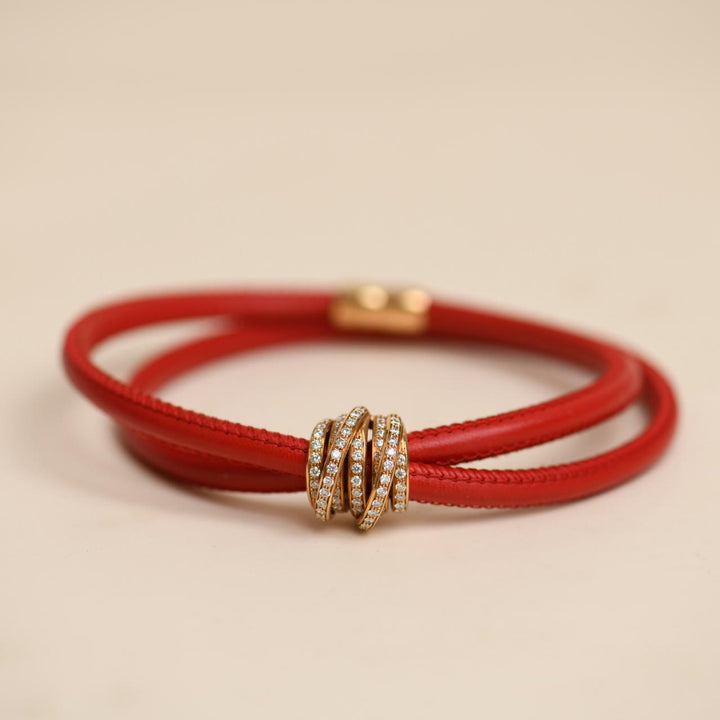 Authentic De Grisogono Allegra Diamond Cord Bracelet 18K Rose Gold
