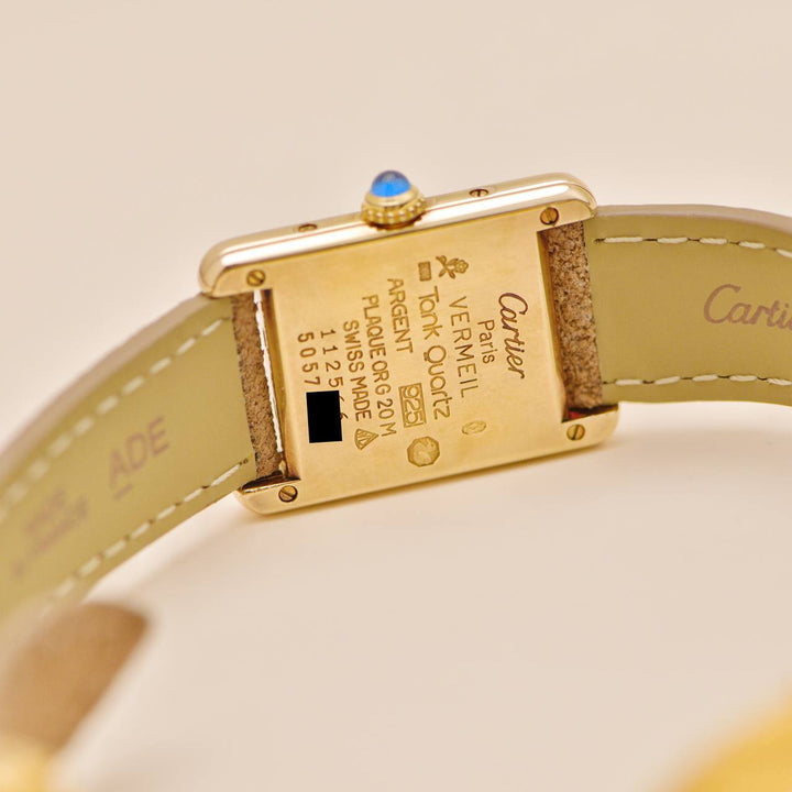 Preowned Authentic Cartier Must de Cartier Tank Vermeil Watch Small Model 
