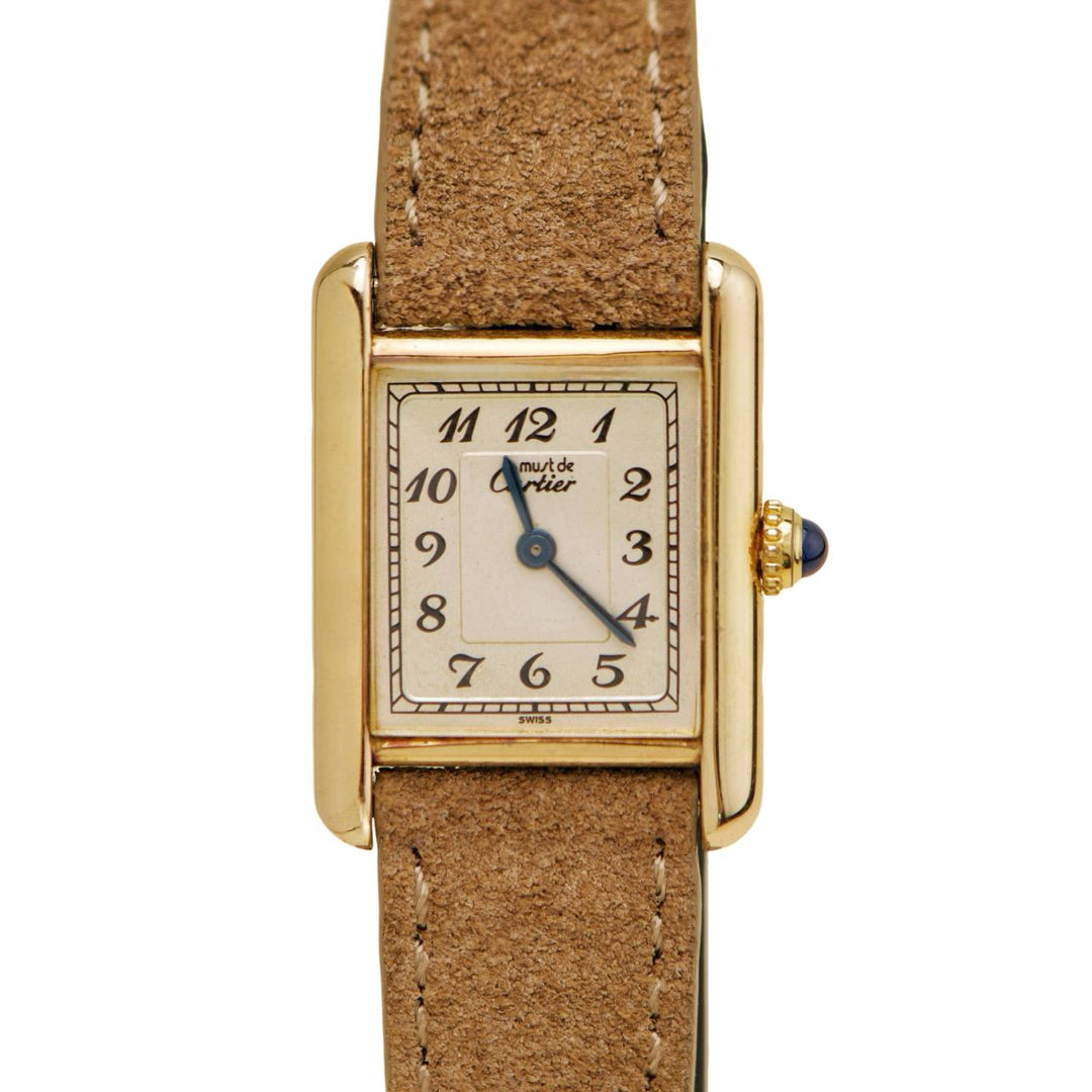 Preowned Authentic Cartier Must de Cartier Tank Vermeil Watch Small Model W1002954