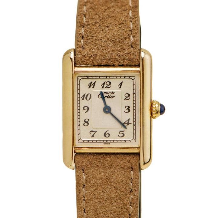 Preowned Authentic Cartier Must de Cartier Tank Vermeil Watch Small Model W1002954
