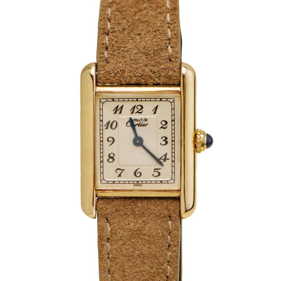 Preowned Authentic Cartier Must de Cartier Tank Vermeil Watch Small Model W1002954