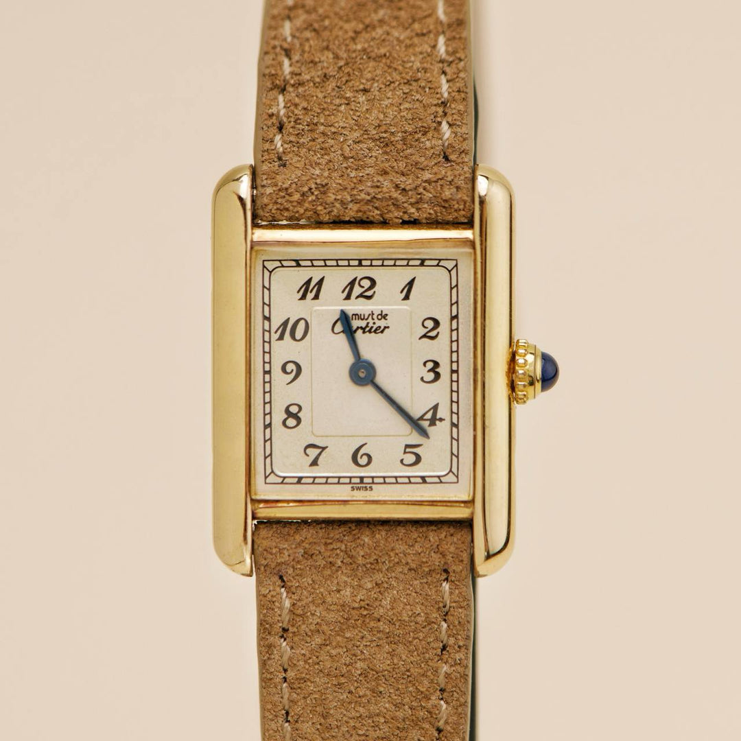 Second Hand Authentic Cartier Must de Cartier Tank Vermeil Wrist Watch Small Model 