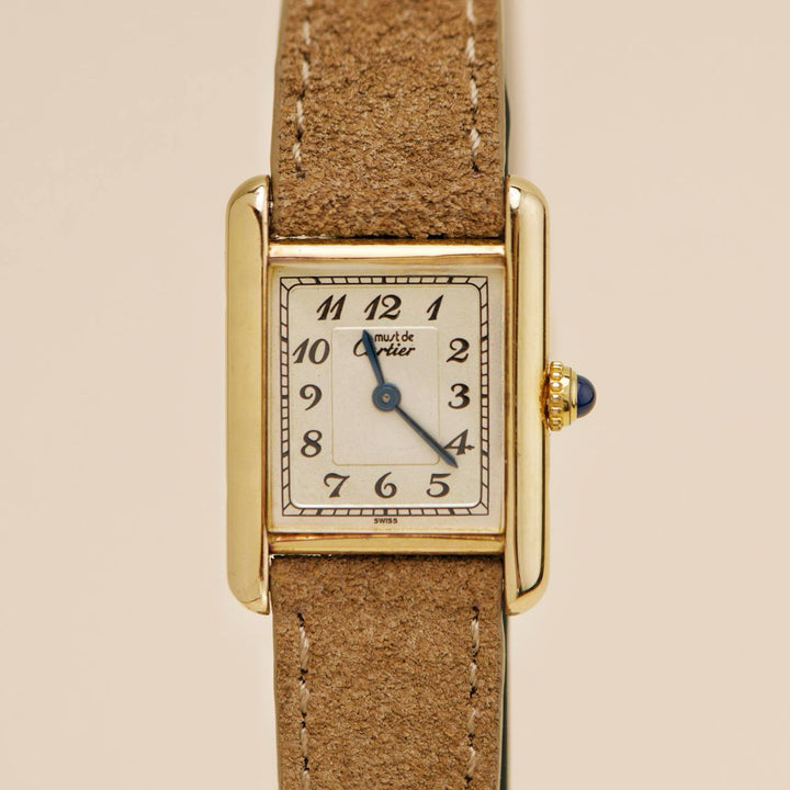 Second Hand Authentic Cartier Must de Cartier Tank Vermeil Wrist Watch Small Model 