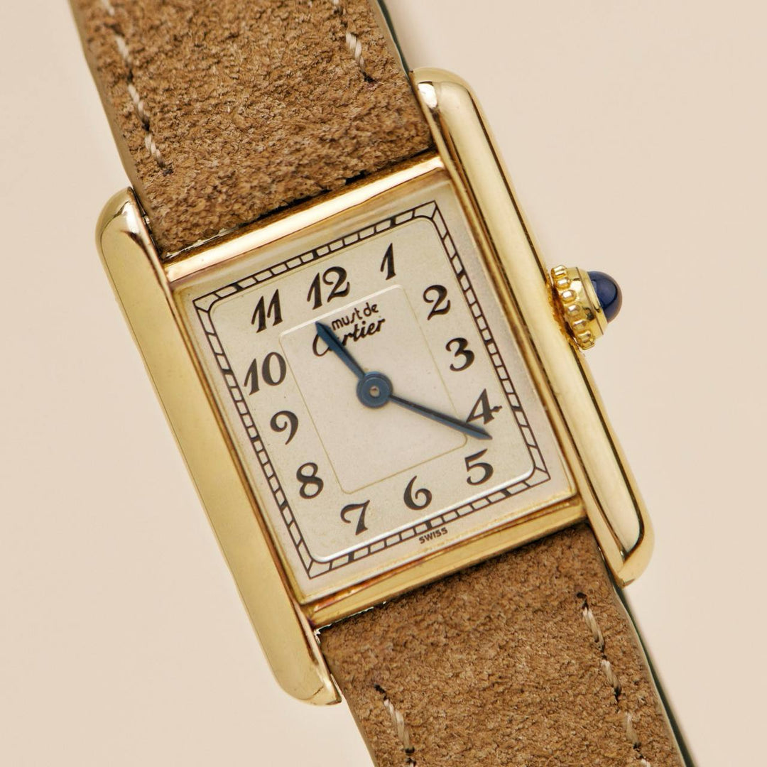 Second Hand Authentic Cartier Must de Cartier Tank Vermeil Watch Small Model W1002954