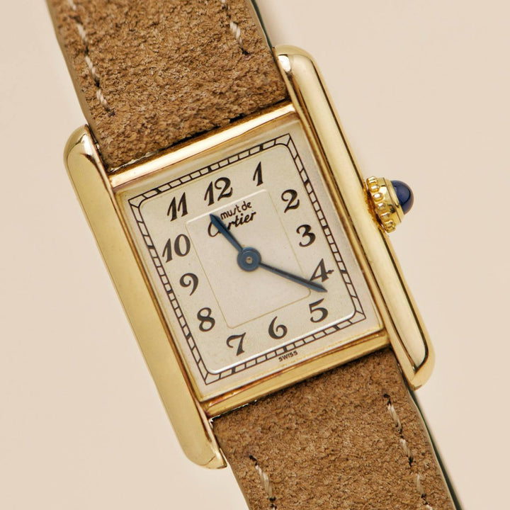 Second Hand Authentic Cartier Must de Cartier Tank Vermeil Watch Small Model W1002954