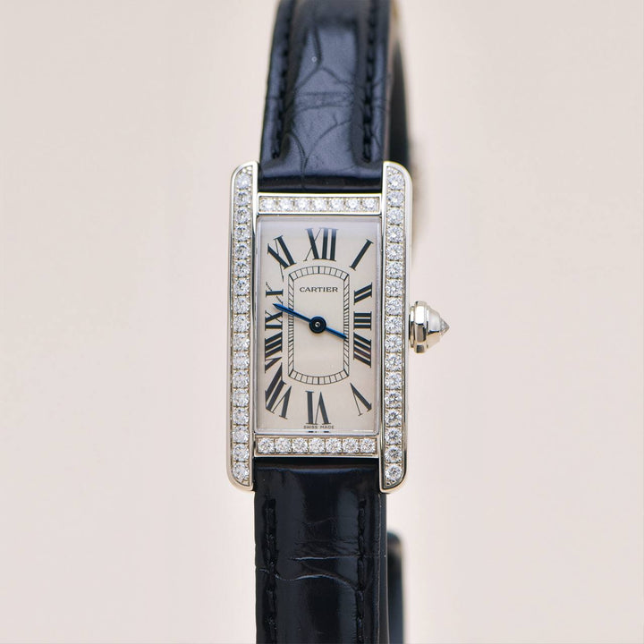 Preowned Authentic Cartier Tank Américaine Diamond Wrist Watch 18K White Gold WB707331