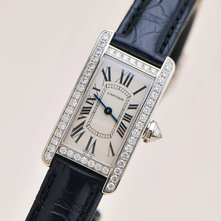 Preowned Cartier Tank Américaine Diamond Watch 18K White Gold WB707331