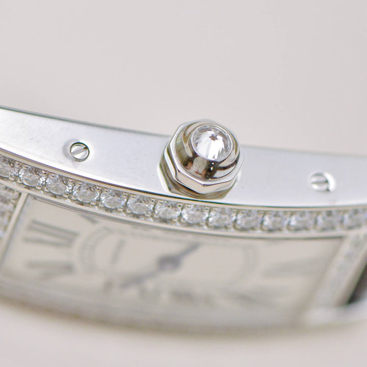 Second Hand Authentic Cartier Tank Américaine Diamond Wrist Watch 18K White Gold WB707331