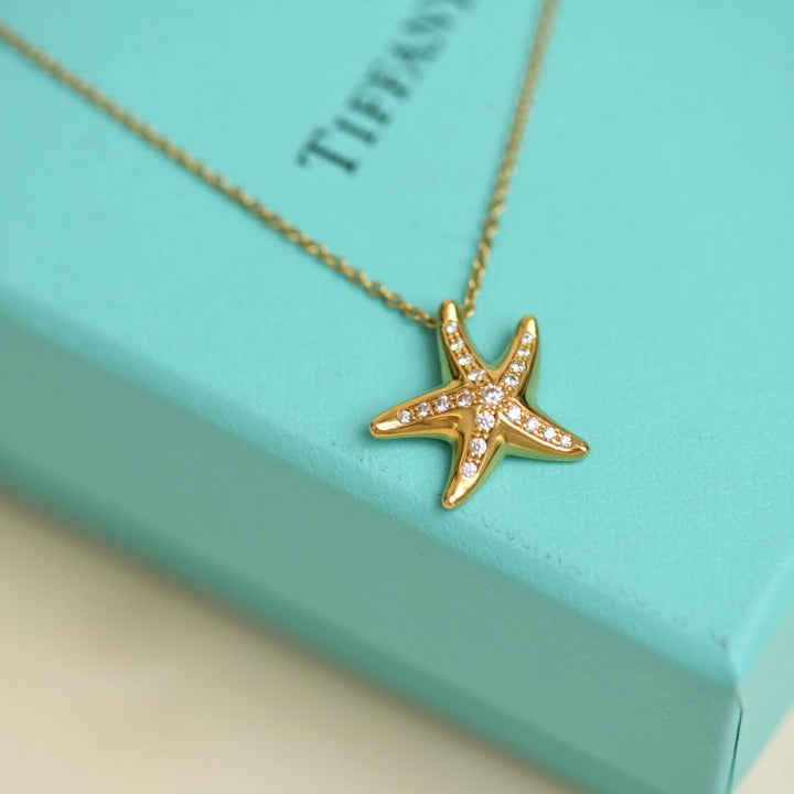 Preowned Tiffany Elsa Peretti Diamond Starfish Pendant Necklace