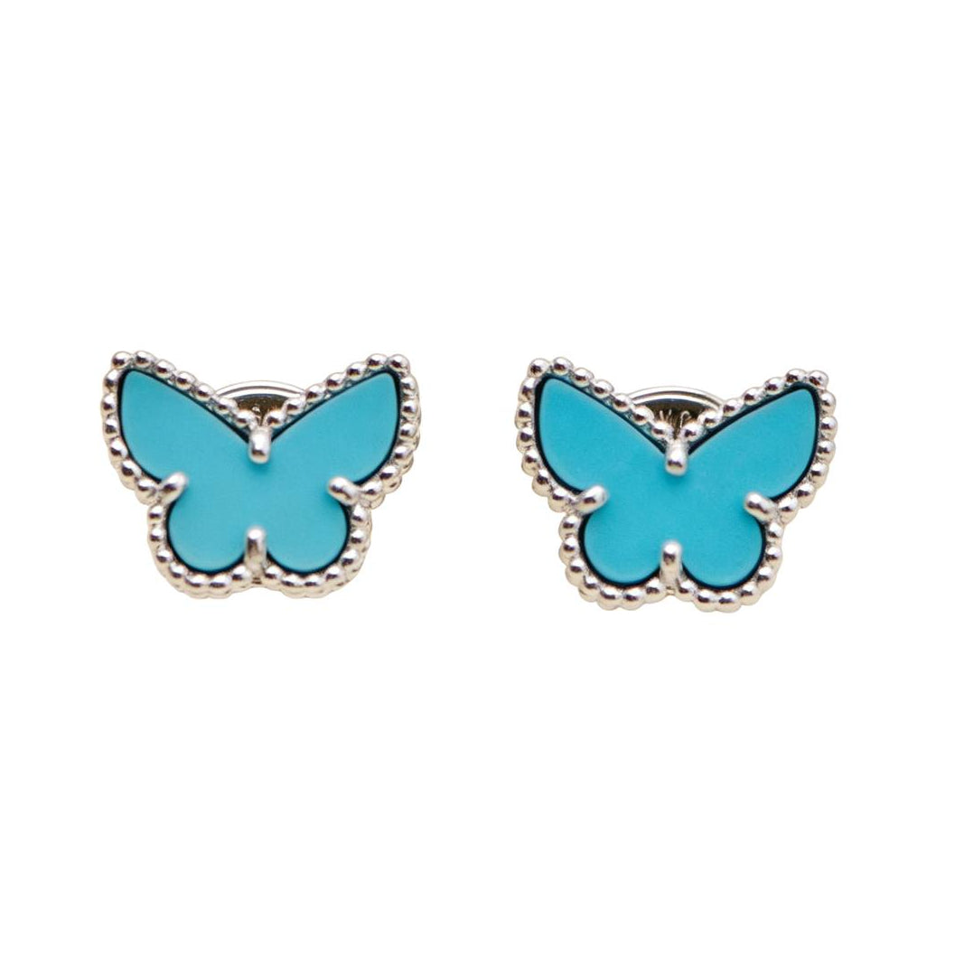 Preloved Authentic Van Cleef & Arpels Sweet Alhambra Butterfly Turquoise Earstuds 18K White Gold