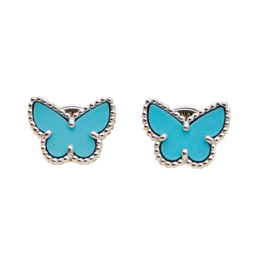 Preloved Authentic Van Cleef & Arpels Sweet Alhambra Butterfly Turquoise Earstuds 18K White Gold