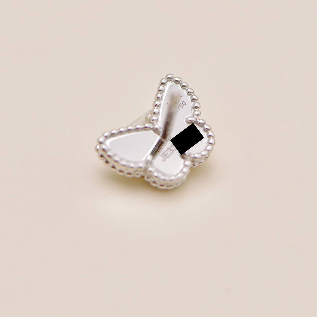Second Hand Authentic VCA Sweet Alhambra Butterfly Turquoise Earstuds 18K White Gold