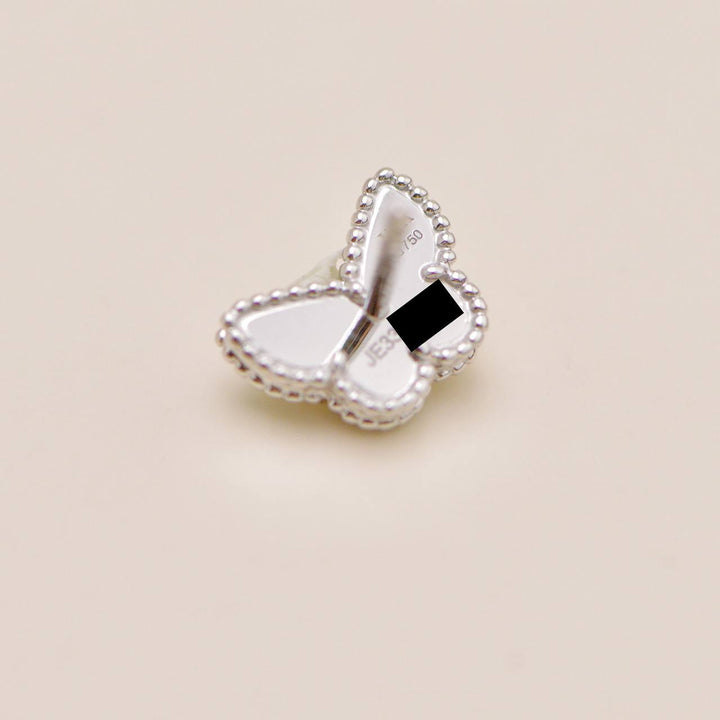 Second Hand Authentic VCA Sweet Alhambra Butterfly Turquoise Earstuds 18K White Gold
