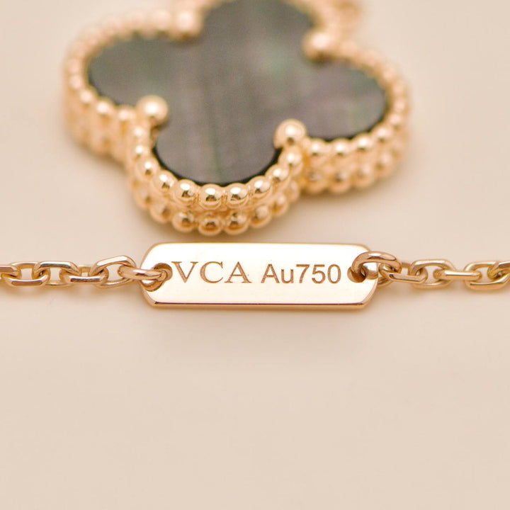 Preloved Authentic VCA Vintage Alhambra Grey Mother of Pearl Pendant
