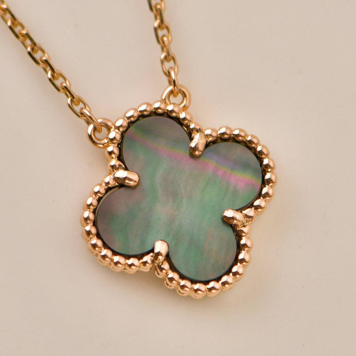 Preowned Authentic Van Cleef Vintage Alhambra Grey Mother of Pearl Pendant