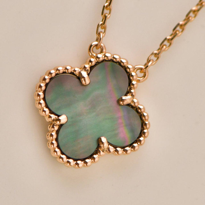 Second Hand Authentic Van Cleef Vintage Alhambra Grey Mother of Pearl Pendant