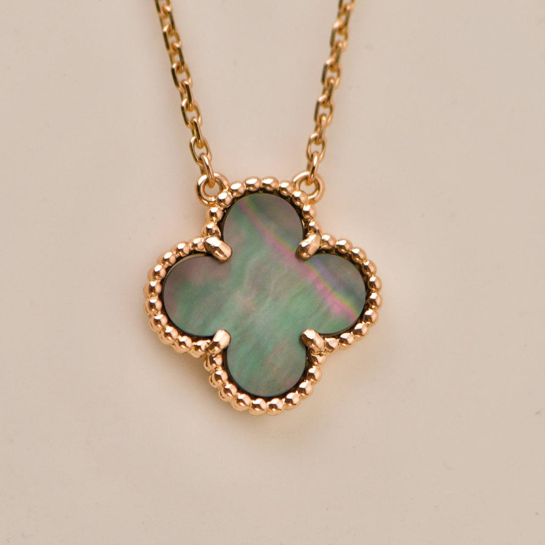 Authentic VCA Vintage Alhambra Grey Mother of Pearl Pendant