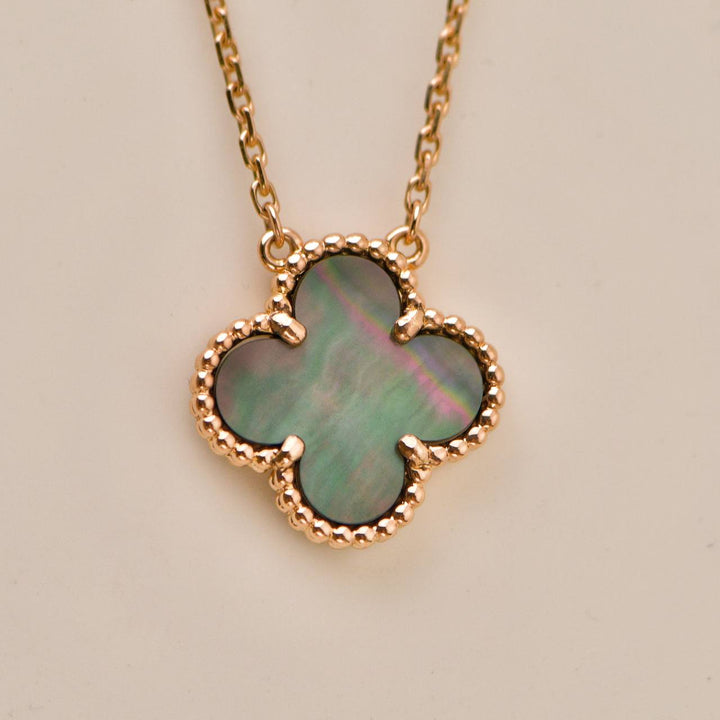 Authentic VCA Vintage Alhambra Grey Mother of Pearl Pendant