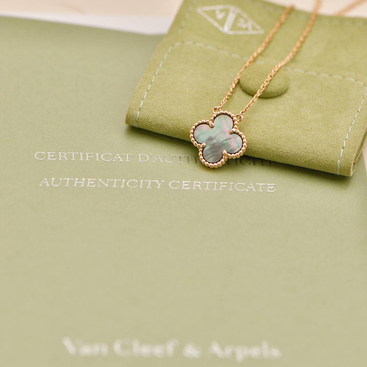 Second Hand Authentic Van Cleef & Arpels Vintage Alhambra Grey Mother of Pearl Pendant