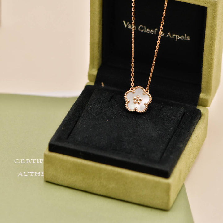 Preowned Authentic Van Cleef & Arpels Lucky Spring Plum Blossom Pendant Mother of Pearl