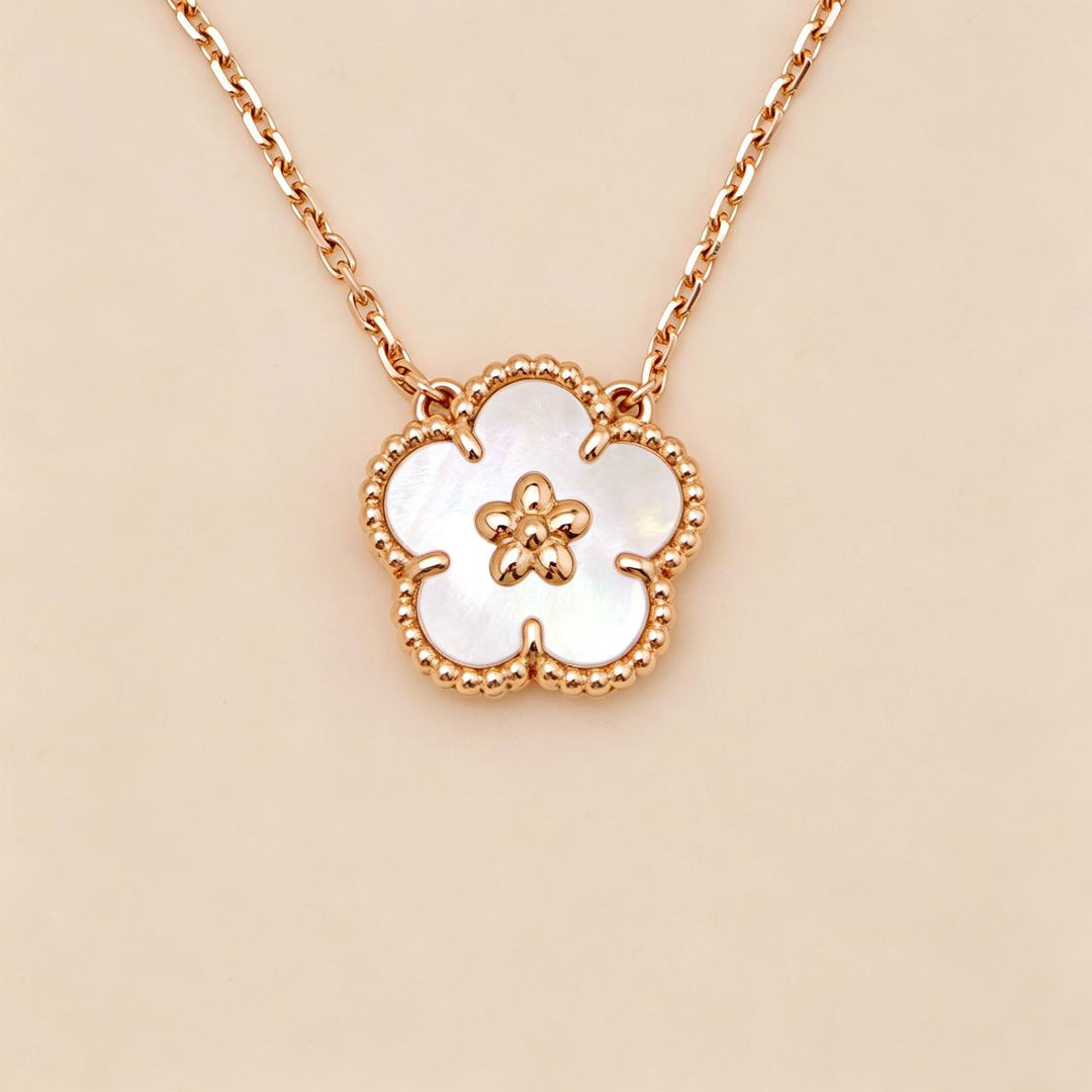Authentic VCA Lucky Spring Plum Blossom Pendant Mother of Pearl