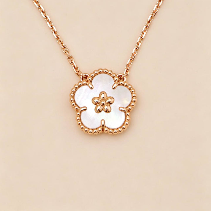 Authentic VCA Lucky Spring Plum Blossom Pendant Mother of Pearl