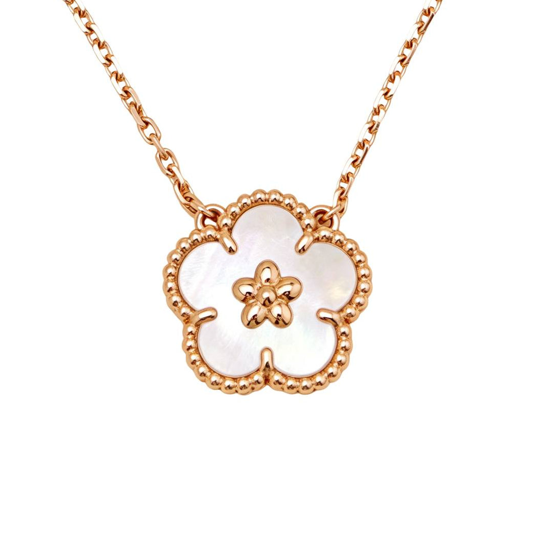 Preloved Authentic Van Cleef & Arpels Lucky Spring Plum Blossom Pendant Mother of Pearl