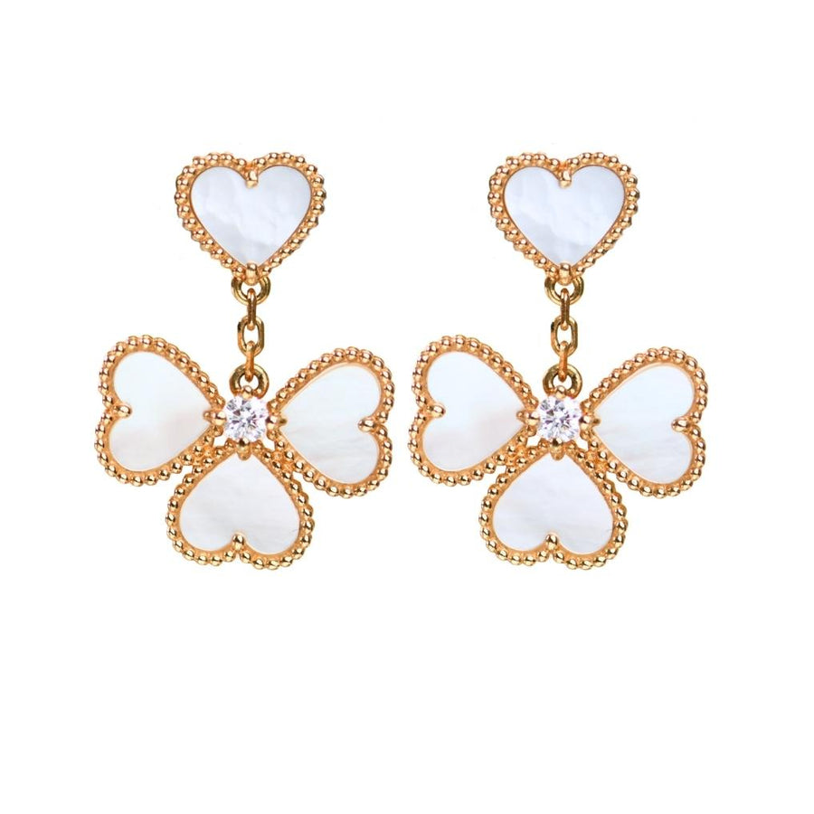 Preowned Authentic Full set Van Cleef & Arpels Sweet Heart Diamond Mother of Pearl Earrings
