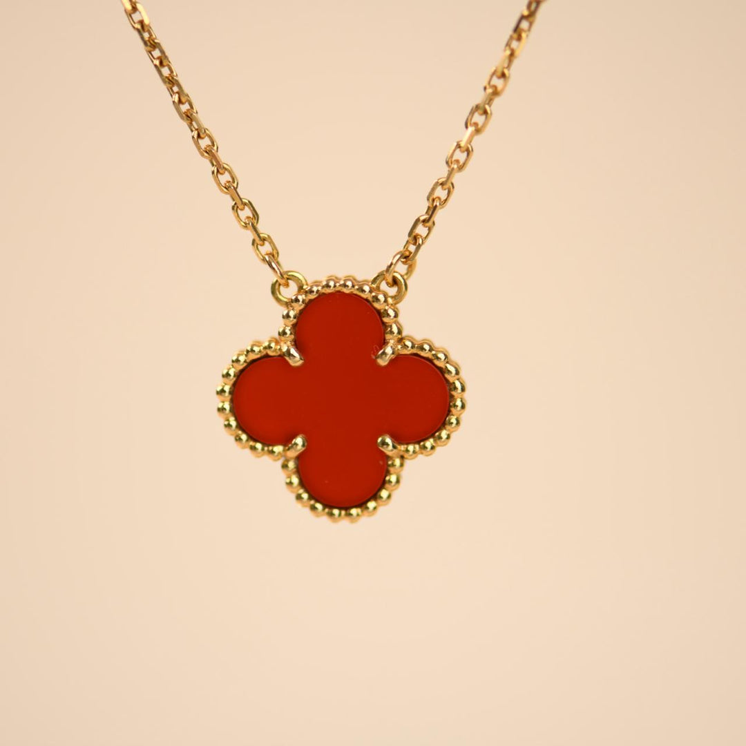Second Hand Authentic VCA Vintage Alhambra Carnelian Pendant 18K Yellow Gold