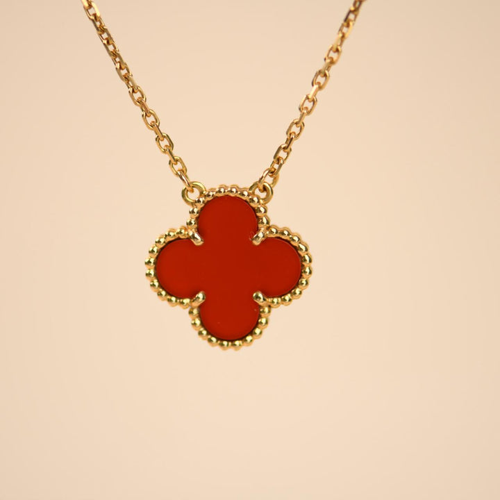 Second Hand Authentic VCA Vintage Alhambra Carnelian Pendant 18K Yellow Gold