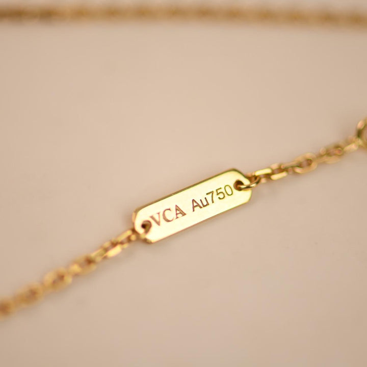 Preloved Authentic VCA Vintage Alhambra Guilloché 18K Yellow Gold Pendant Necklace