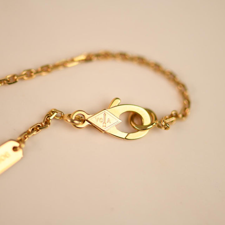 Preowned Authentic VCA Vintage Alhambra Guilloché 18K Yellow Gold Pendant Necklace