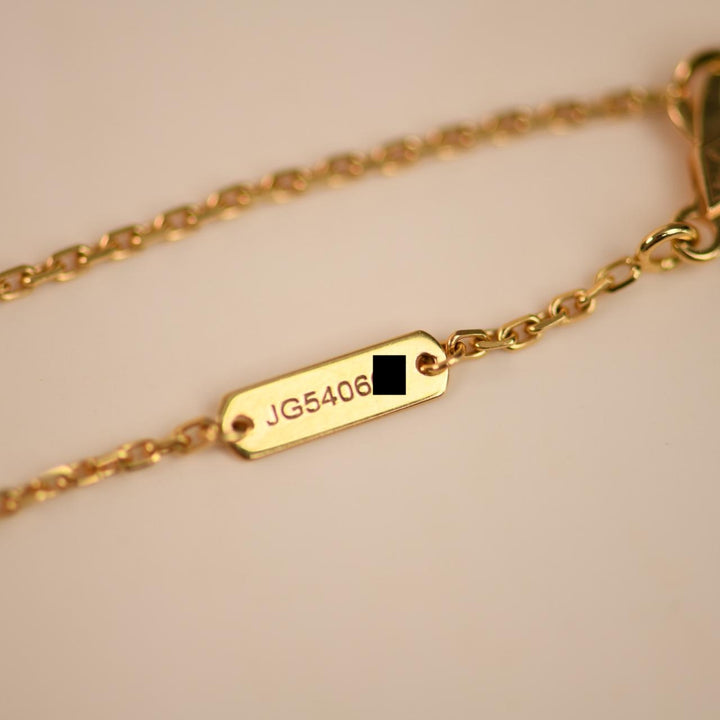 Second Hand Authentic VCA Vintage Alhambra Guilloché 18K Yellow Gold Pendant Necklace