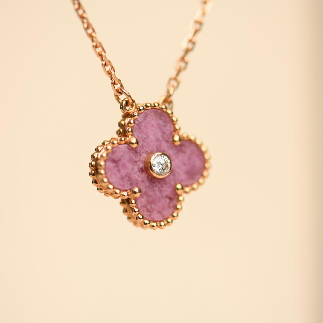 Second Hand Van Cleef Alhambra 2021 Holiday Pendant Rhodonite Diamond