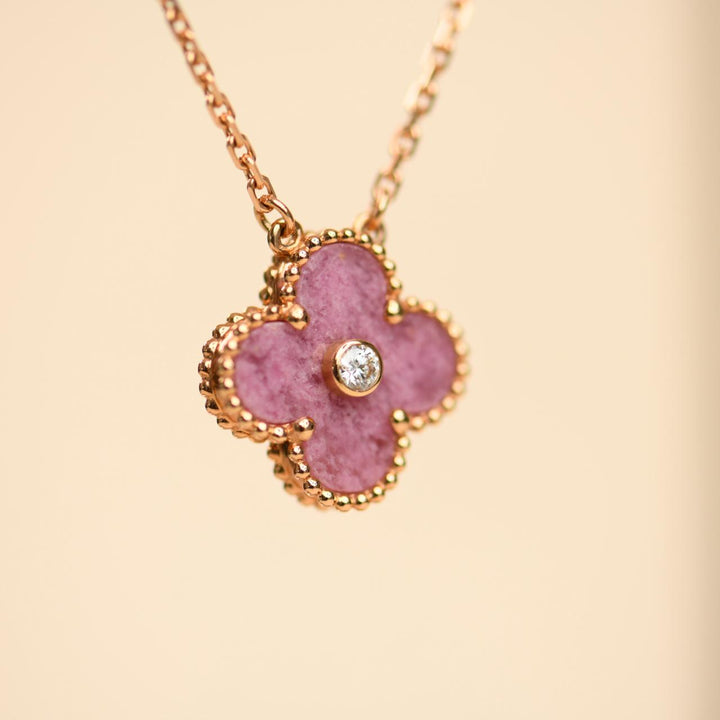 Second Hand Van Cleef Alhambra 2021 Holiday Pendant Rhodonite Diamond