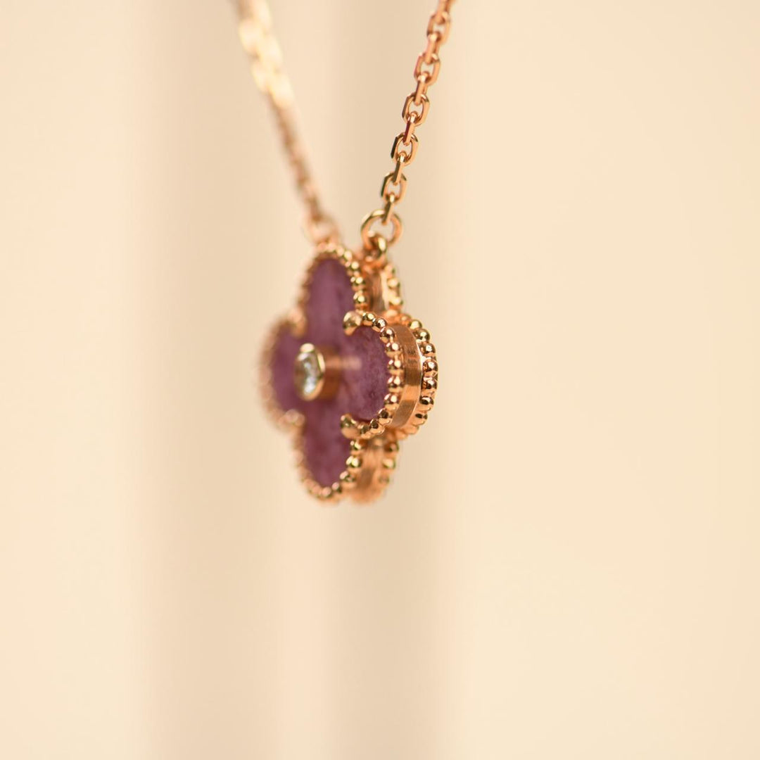 Preloved VCA Alhambra 2021 Holiday Pendant Rhodonite Diamond