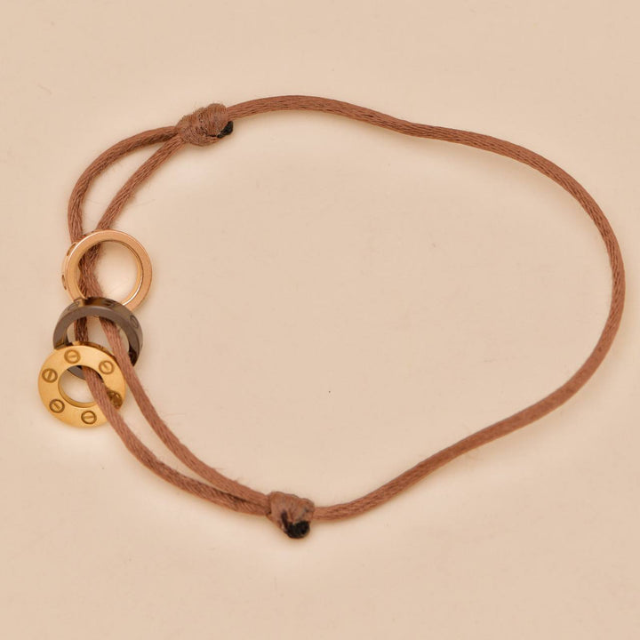 Authentic Preloved Cartier Love Cord Bracelet 4 Diamond Brown Sèvres Porcelain